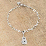 Snowman 0.2ct CZ Rhodium Holiday Charm Bracelet - JGI - Flyclothing LLC