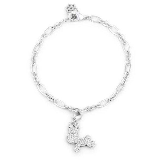 Rudy 0.25ct CZ Rhodium Reindeer Charm Bracelet - JGI - Flyclothing LLC