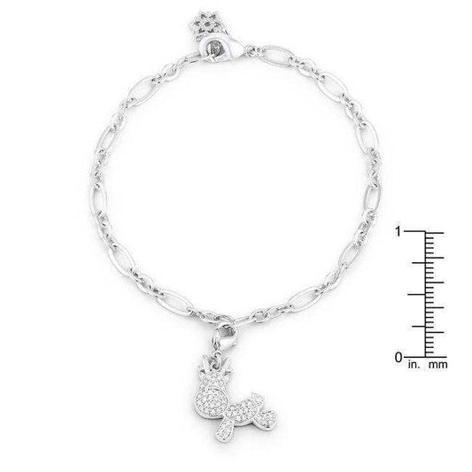 Rudy 0.25ct CZ Rhodium Reindeer Charm Bracelet - JGI - Flyclothing LLC
