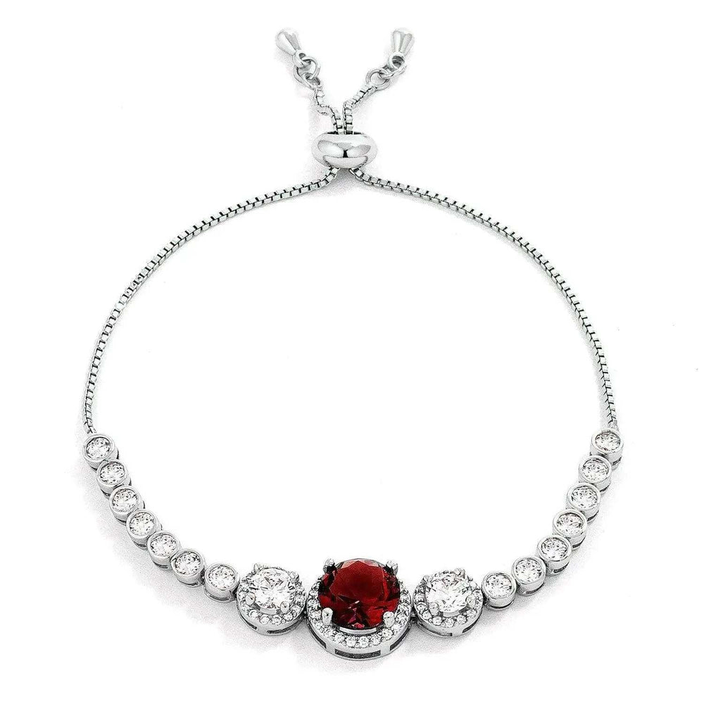 Deep Red and Clear CZ Bolo Style Tennis Bracelet - JGI - Flyclothing LLC