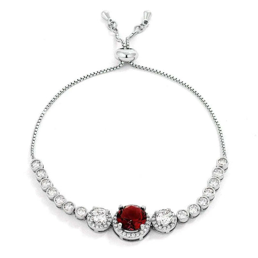 Deep Red and Clear CZ Bolo Style Tennis Bracelet - JGI - Flyclothing LLC
