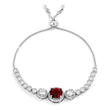 Deep Red and Clear CZ Bolo Style Tennis Bracelet - JGI - Flyclothing LLC