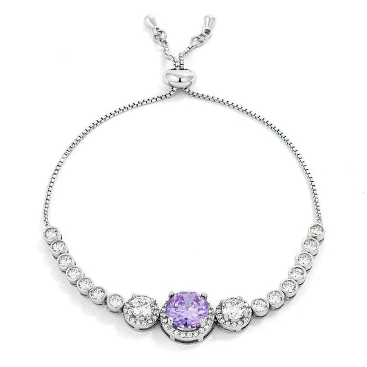 Graduated Lavender & Clear CZ Bolo Style Tennis Bracelet - JGI - Flyclothing LLC