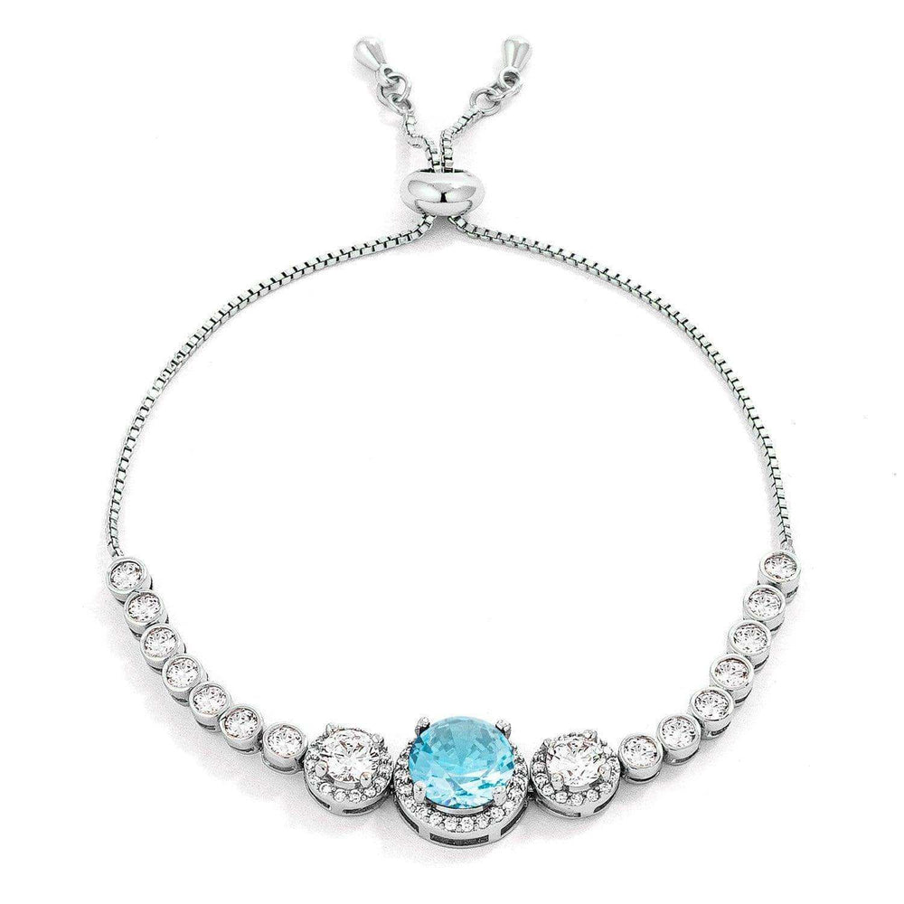 Graduated Light Aqua & Clear CZ Bolo Style Tennis Bracelet - JGI - Flyclothing LLC