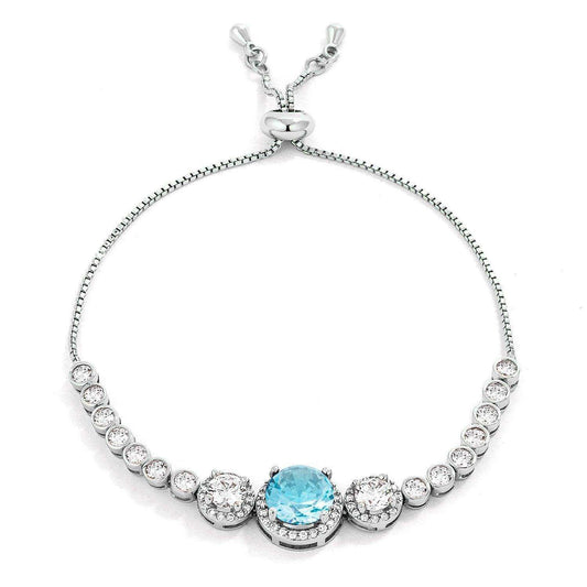Graduated Light Aqua & Clear CZ Bolo Style Tennis Bracelet - JGI - Flyclothing LLC