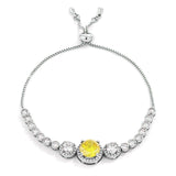 Adjustable Rhodium Plated Graduated Yellow CZ Bolo Style Tennis Bracelet - JGI - Flyclothing LLC