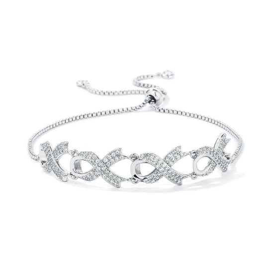Rhodium Plated Pave CZ Ribbon Bracelet - JGI - Flyclothing LLC