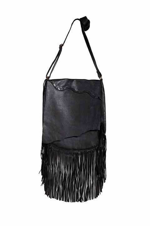 Scully Leather 100% Leather Handbag Fringe/Lace Black Handbag - Scully Leather - Flyclothing LLC