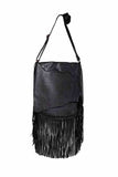 Scully Leather 100% Leather Handbag Fringe/Lace Black Handbag - Scully Leather - Flyclothing LLC