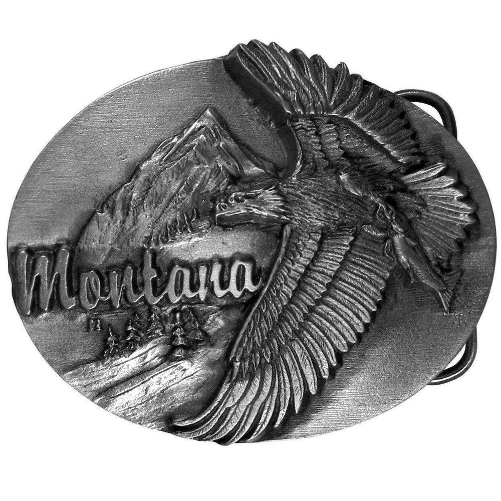 Montana Eagle Antiqued Belt Buckle - Siskiyou Buckle - Flyclothing LLC