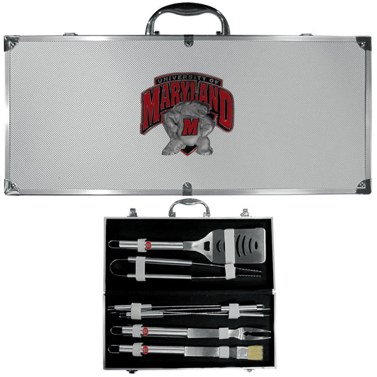 Maryland Terrapins 8 pc Stainless Steel BBQ Set w/Metal Case - Flyclothing LLC