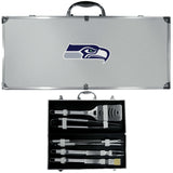 Seattle Seahawks 8 pc Stainless Steel BBQ Set w/Metal Case - Siskiyou Buckle - Flyclothing LLC