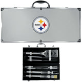 Pittsburgh Steelers 8 pc Stainless Steel BBQ Set w/Metal Case - Siskiyou Buckle - Flyclothing LLC