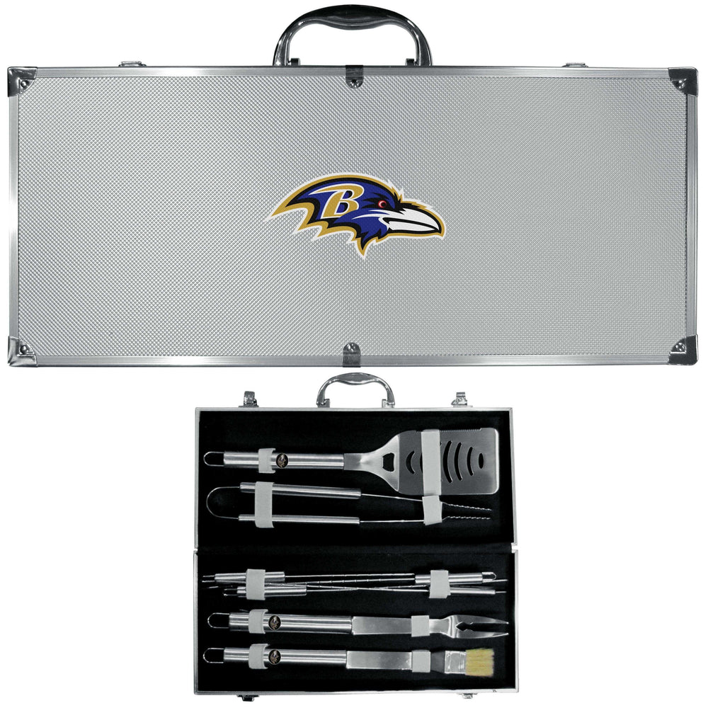 Baltimore Ravens 8 pc Stainless Steel BBQ Set w/Metal Case - Siskiyou Buckle - Flyclothing LLC