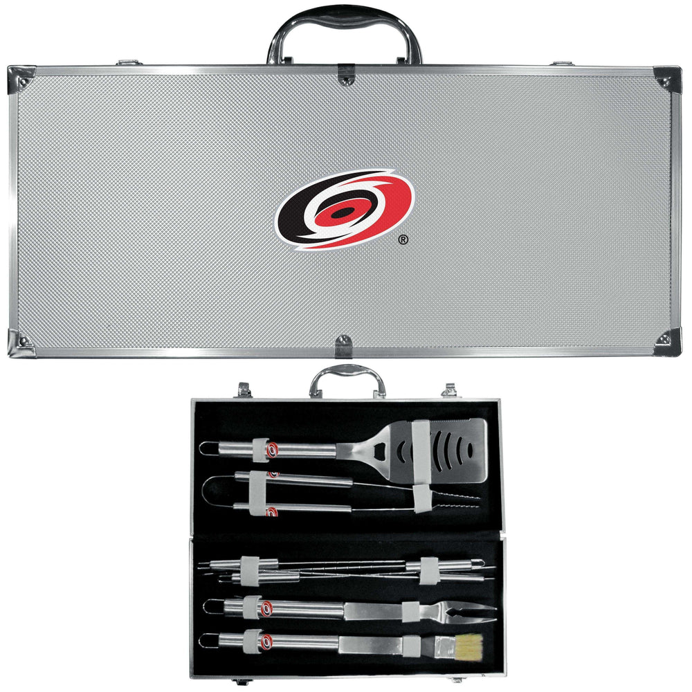 Carolina Hurricanes® 8 pc Stainless Steel BBQ Set w/Metal Case - Siskiyou Buckle - Flyclothing LLC