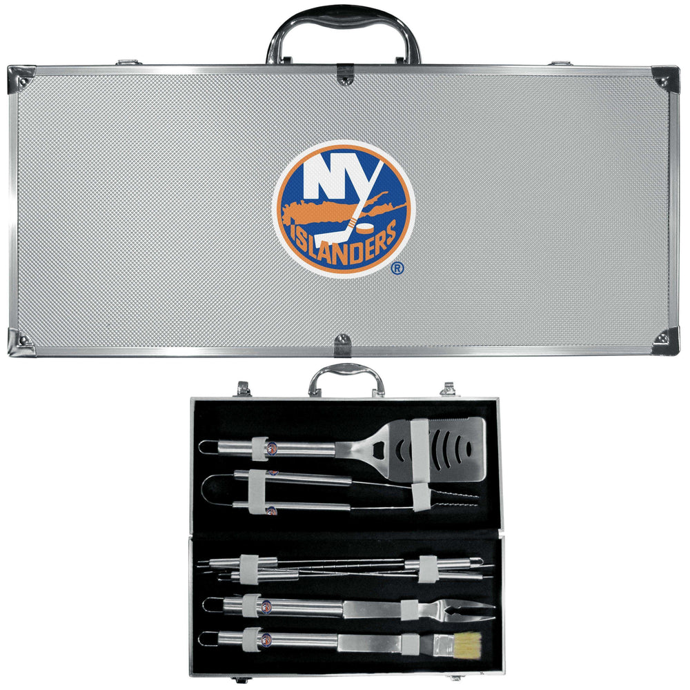 New York Islanders® 8 pc Stainless Steel BBQ Set w/Metal Case - Siskiyou Buckle - Flyclothing LLC