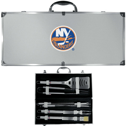 New York Islanders® 8 pc Stainless Steel BBQ Set w/Metal Case - Siskiyou Buckle - Flyclothing LLC