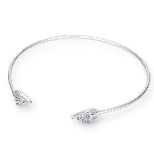 Trendy Rhodium Bracelet with Clear Cubic Zirconia Accents - JGI - Flyclothing LLC