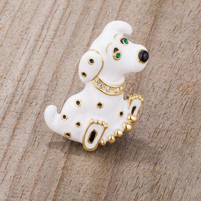 White Dalmatian Brooch With Crystals - JGI - Flyclothing LLC