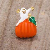 Pumpkin And Ghost Brooch With Crystals - JGI - Flyclothing LLC
