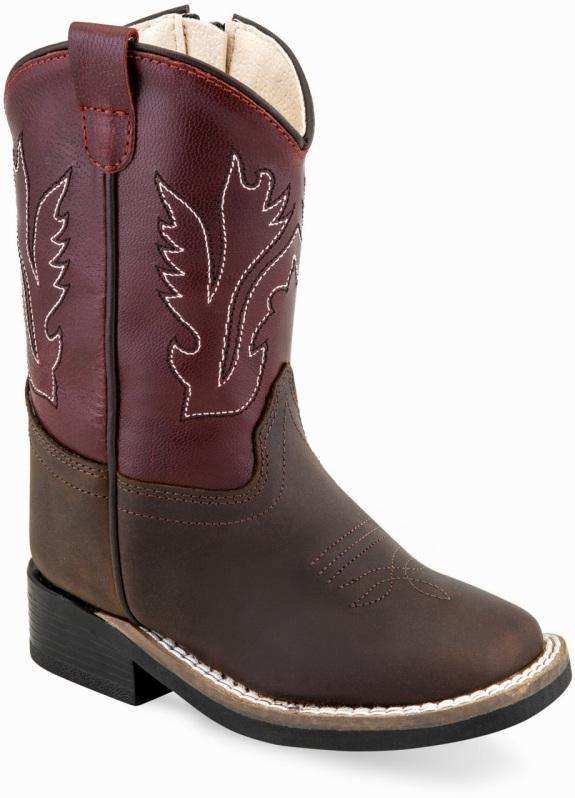 Old West Brown Red Toddler Square Toe Boots - Old West - Flyclothing LLC