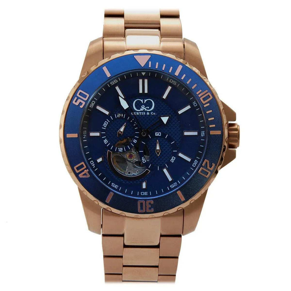 Curtis & Co BIG TIME ROYALE (45 mm) ROSE GOLD CASE / BLUE DIAL Watch - Curtis and Co Watches - Flyclothing LLC