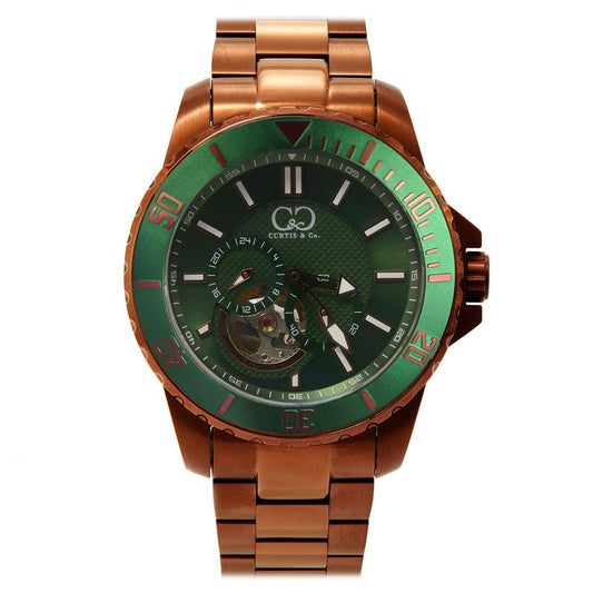 Curtis & Co BIG TIME ROYALE (45 mm) BROWN CASE / GREEN DIAL Watch - Flyclothing LLC