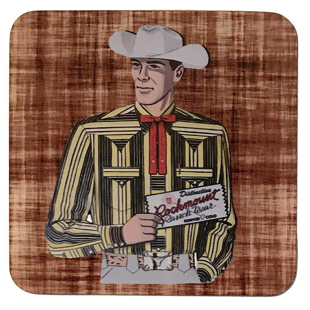 Vintage Cowboy Striped Yellow Shirt Western Cork-Backed Coaster - Rockmount Clothing - Flyclothing LLC