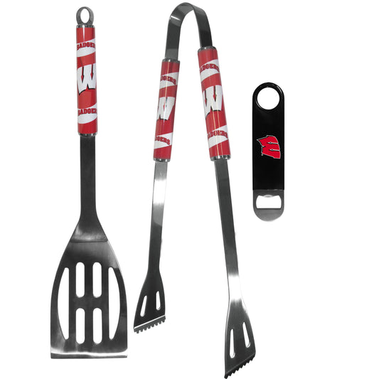 Wisconsin Badgers 2 pc BBQ Set and Bottle Opener - Flyclothing LLC