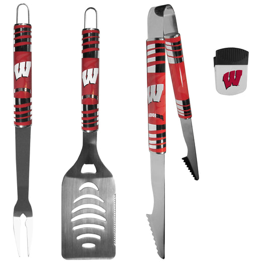 Wisconsin Badgers 3 pc BBQ Set and Chip Clip - Flyclothing LLC