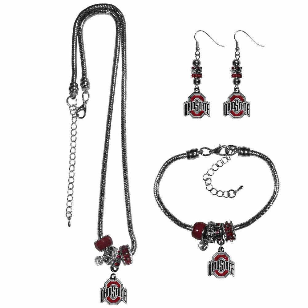 Ohio St. Buckeyes Euro Bead Jewelry 3 piece Set - Siskiyou Buckle - Flyclothing LLC