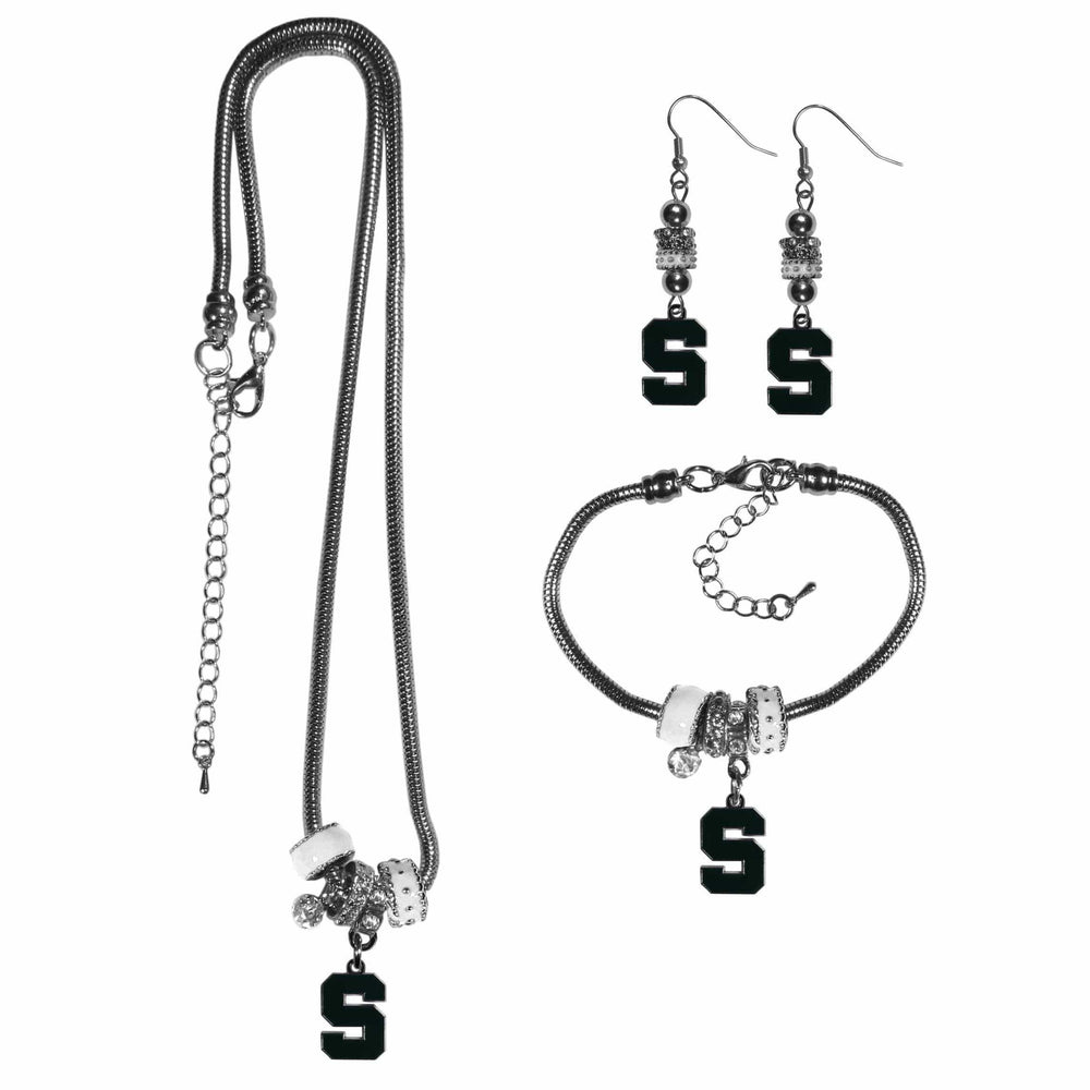 Michigan St. Spartans Euro Bead Jewelry 3 piece Set - Siskiyou Buckle - Flyclothing LLC
