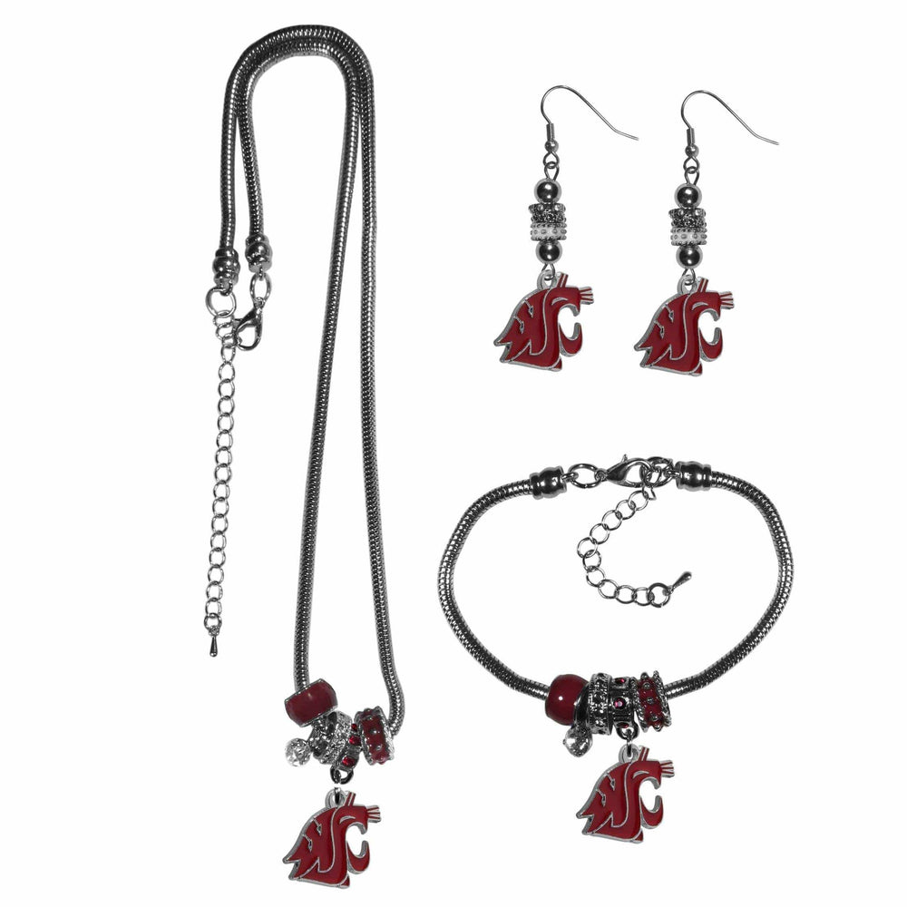 Washington St. Cougars Euro Bead Jewelry 3 piece Set - Siskiyou Buckle - Flyclothing LLC