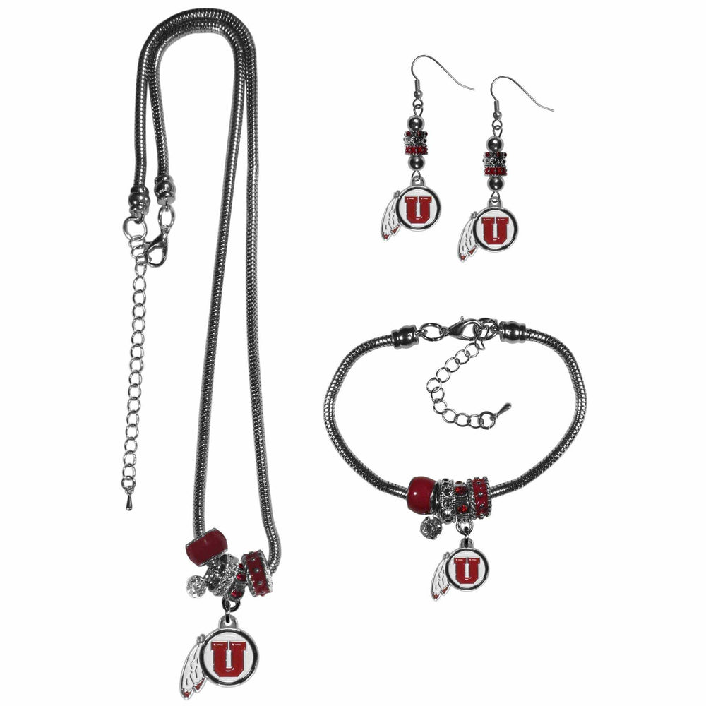 Utah Utes Euro Bead Jewelry 3 piece Set - Siskiyou Buckle - Flyclothing LLC