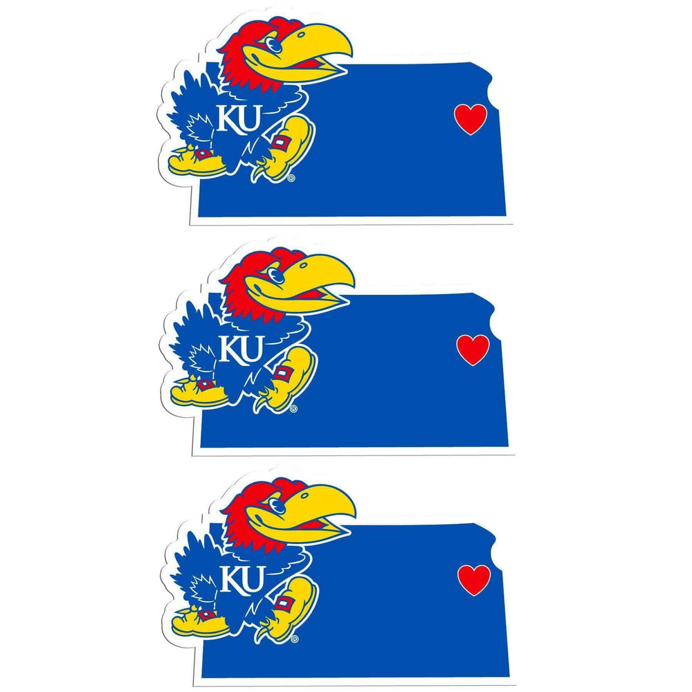 Kansas Jayhawks Home State Decal, 3pk - Siskiyou Buckle - Flyclothing LLC