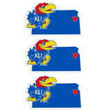 Kansas Jayhawks Home State Decal, 3pk - Siskiyou Buckle - Flyclothing LLC