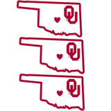 Oklahoma Sooners Home State Decal, 3pk - Siskiyou Buckle - Flyclothing LLC