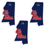Mississippi Rebels Home State Decal, 3pk - Siskiyou Buckle - Flyclothing LLC