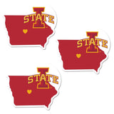 Iowa St. Cyclones Home State Decal, 3pk - Siskiyou Buckle - Flyclothing LLC