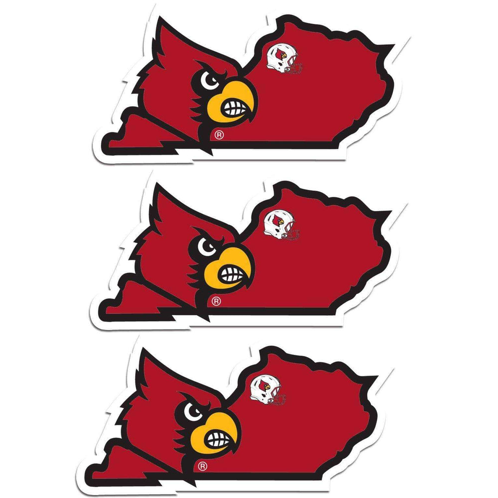 Louisville Cardinals Home State Decal, 3pk - Siskiyou Buckle - Flyclothing LLC