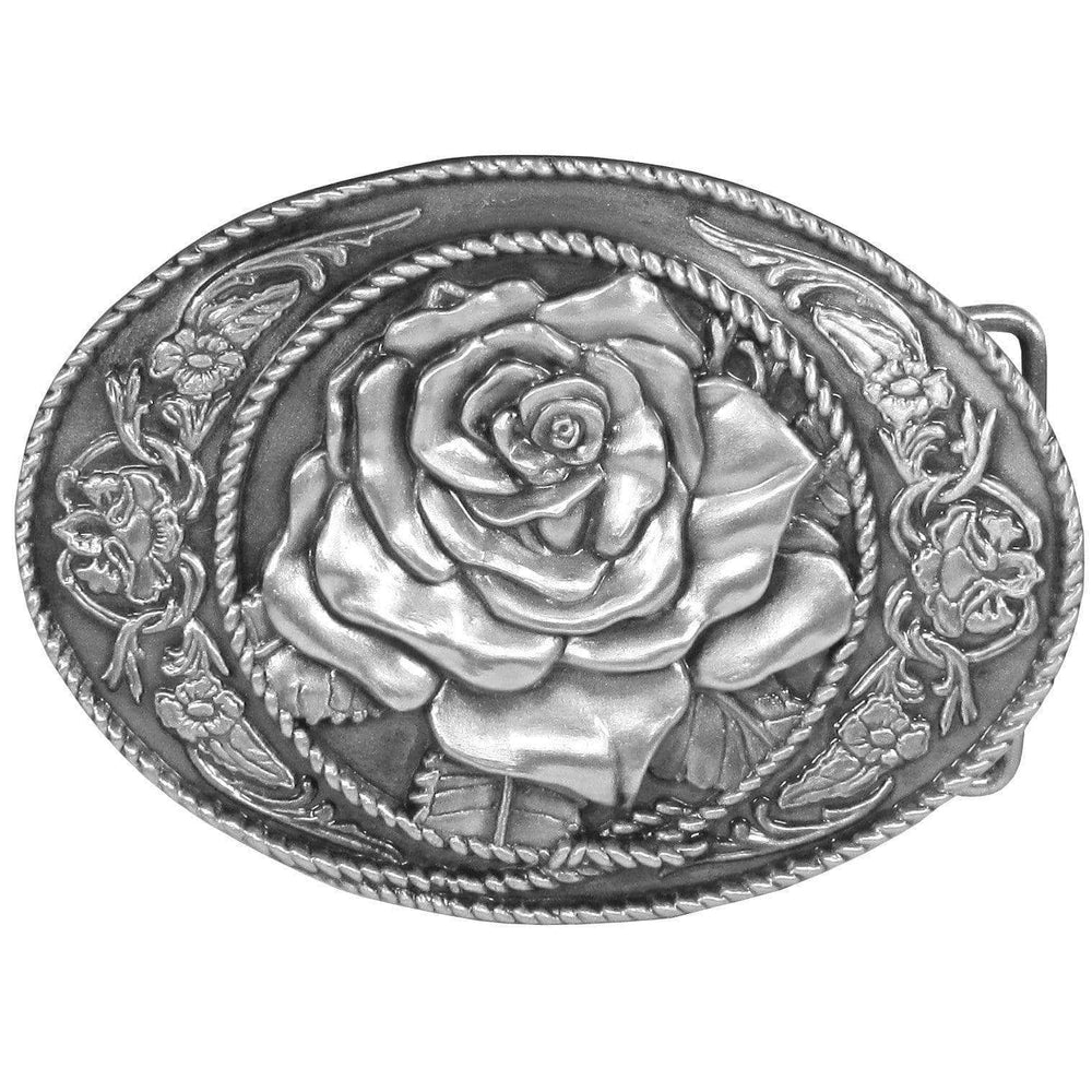 Western Rose Antiqued Belt Buckle - Siskiyou Buckle - Flyclothing LLC
