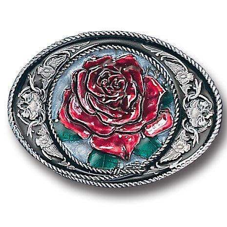 Western Rose Enameled Belt Buckle - Siskiyou Buckle - Flyclothing LLC