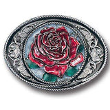 Western Rose Enameled Belt Buckle - Siskiyou Buckle - Flyclothing LLC