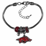 Arkansas Razorbacks Euro Bead Bracelet - Siskiyou Buckle - Flyclothing LLC