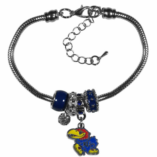 Kansas Jayhawks Euro Bead Bracelet - Siskiyou Buckle - Flyclothing LLC