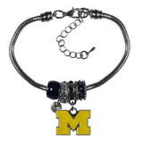 Michigan Wolverines Euro Bead Bracelet - Siskiyou Buckle - Flyclothing LLC