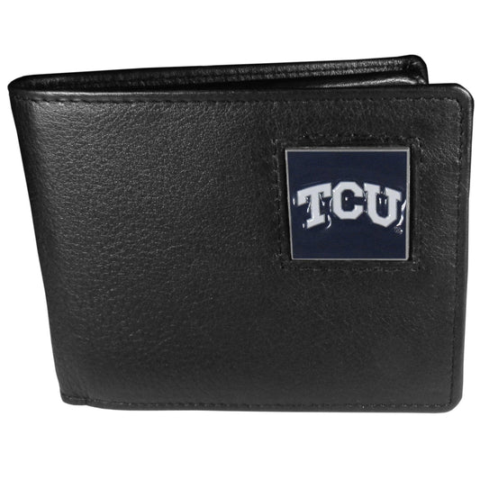 TCU Horned Frogs Leather Bi-fold Wallet Packaged in Gift Box - Flyclothing LLC