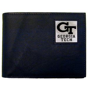 Georgia Tech Yellow Jackets Leather Bi-fold Wallet Packaged in Gift Box - Flyclothing LLC