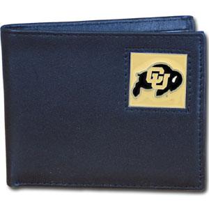 Colorado Buffaloes Leather Bi-fold Wallet Packaged in Gift Box - Flyclothing LLC