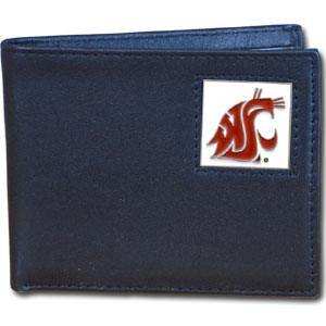 Washington St. Cougars Leather Bi-fold Wallet Packaged in Gift Box - Siskiyou Buckle - Flyclothing LLC